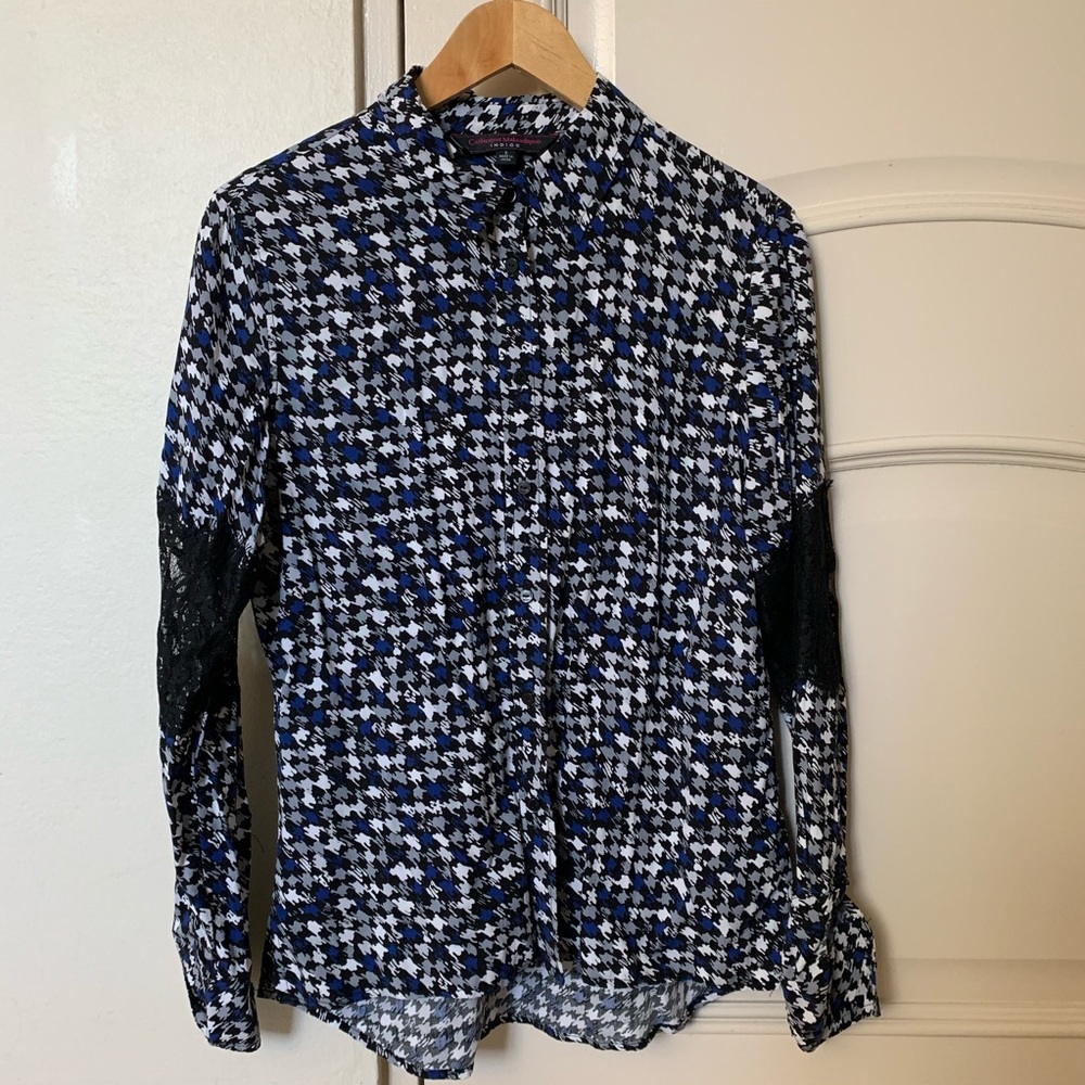 CATHERINE MALANDRINO Button Down Blouse with Lace